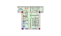 2-комн. квартира 55.45 м²  4/9 этаж | Жилой комплекс ZAR ZAMONAVIY UYLAR