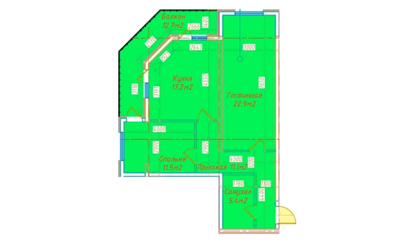 2-комнатная квартира 80.8 м²  16/16 этаж | Жилой комплекс DO'MBIROBOD RESIDENCE