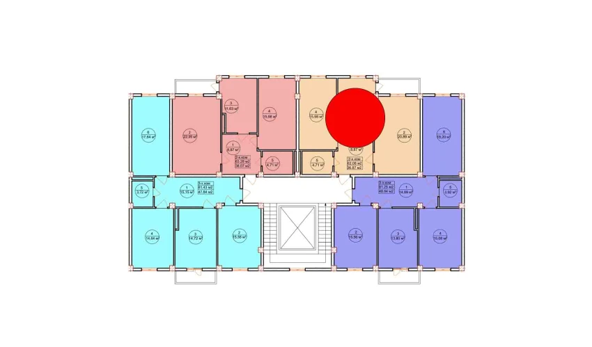 2-xonali xonadon 62.08 m²  7/7 qavat | Ashxabod Turar-joy majmuasi