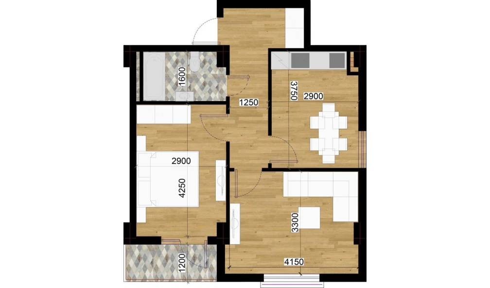2-xonali xonadon 54.68 m²  3/7 qavat | O'ZBEGIM Turar-joy majmuasi