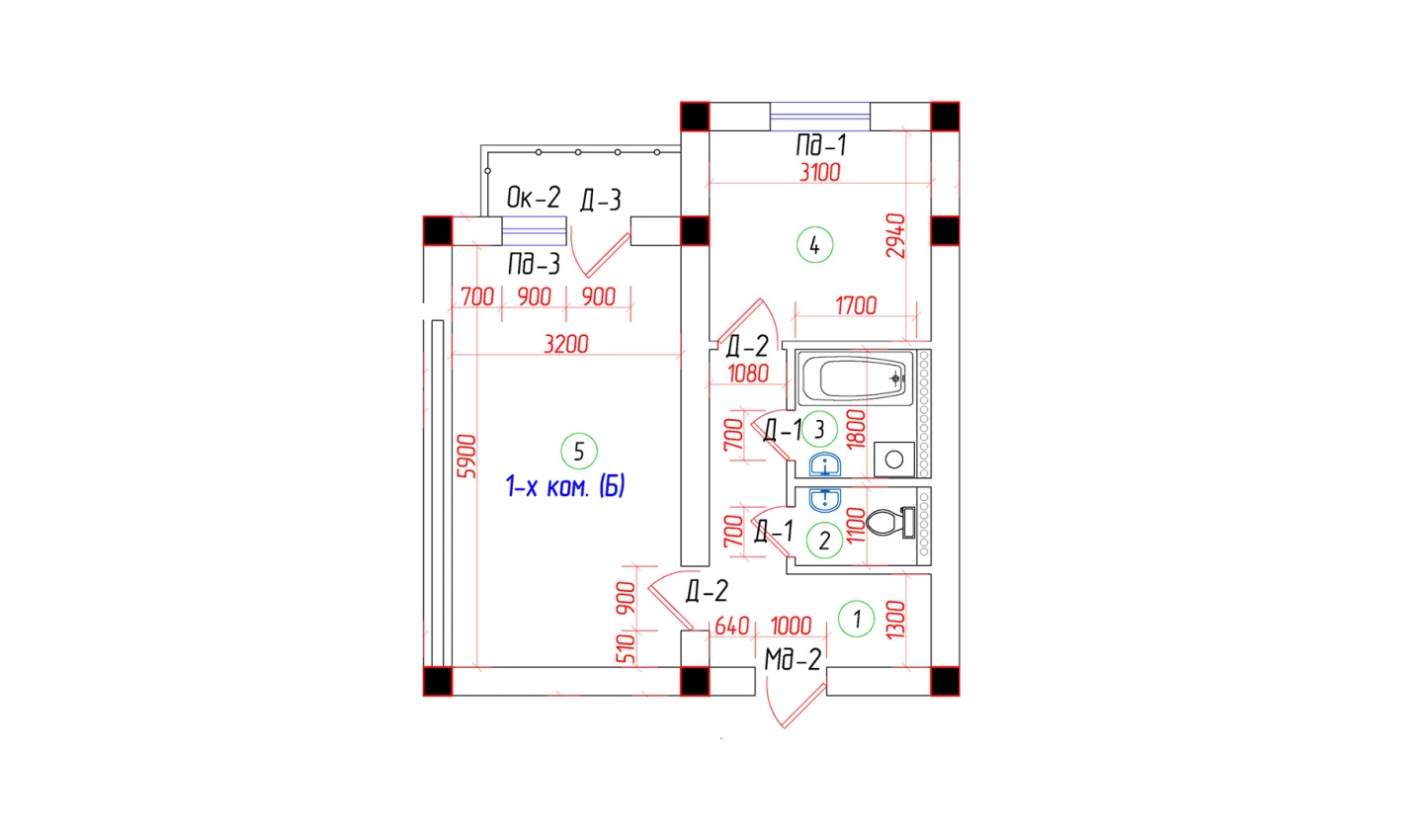 1-комн. квартира 40.34 м²  5/7 этаж | Жилой комплекс Oila TJM