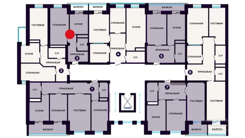 1-xonali xonadon 39.85 m²  7/10 qavat | ORIFON Turar-joy majmuasi