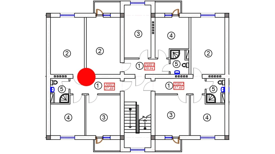 2-комн. квартира 57.69 м²  5/5 этаж | Жилой комплекс BATOSH