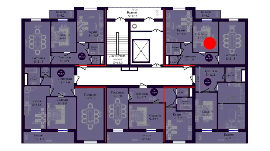 2-комн. квартира 69.5 м²  3/8 этаж | Жилой комплекс Navruz Avenue