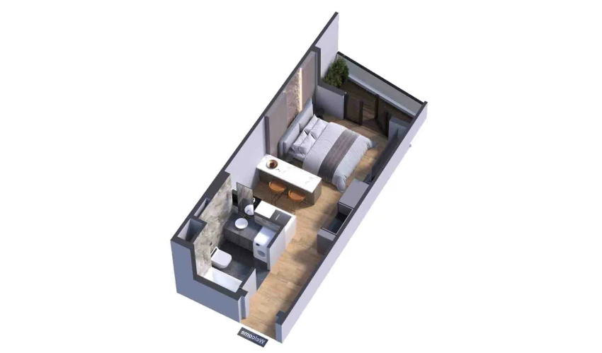 1-комнатная квартира 28.28 м²  6/7 этаж | Жилой комплекс Bochka Resort