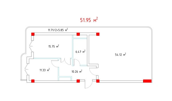 1-комнатная квартира 53.74 м²  13/13 этаж | Жилой комплекс MEGAPOLIS А2