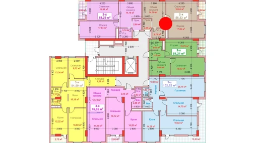 2-комнатная квартира 58.23 м²  3/8 этаж | Жилой комплекс CAPITAL AVENUE