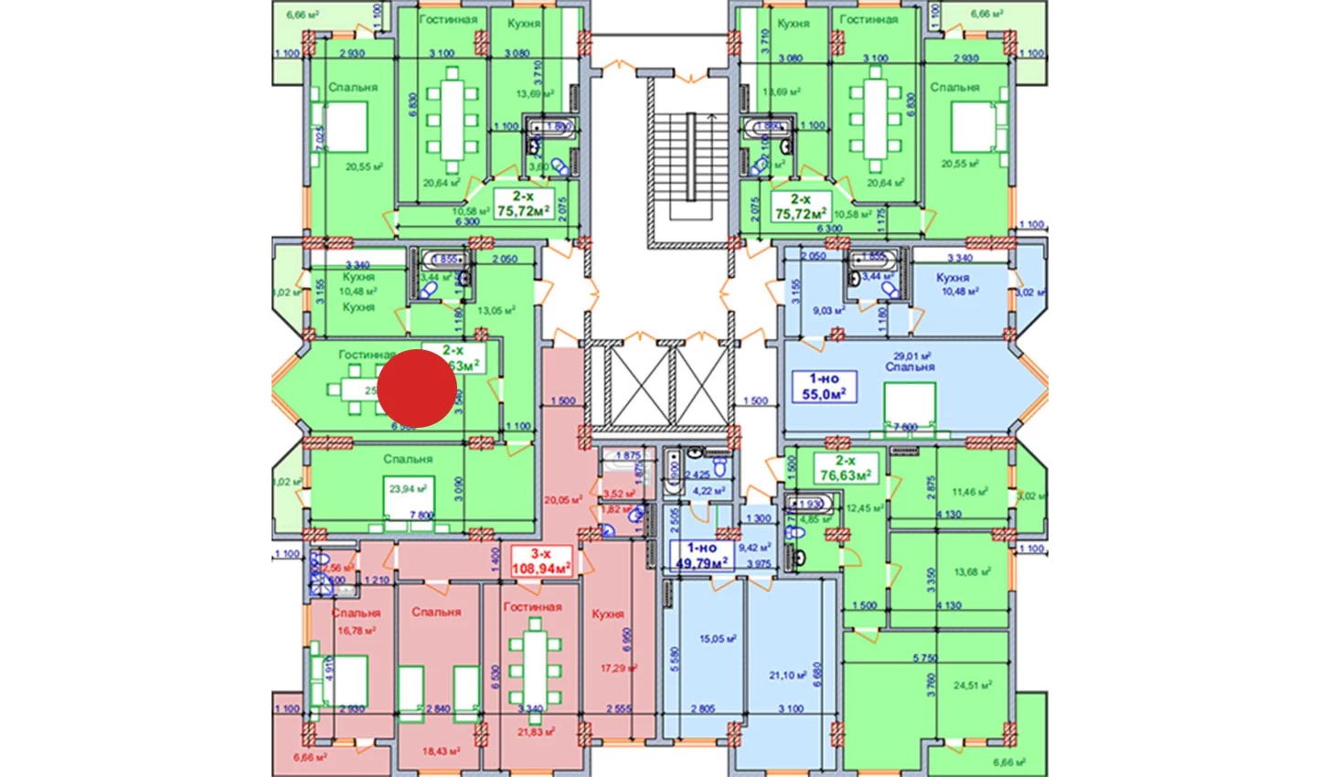 2-комн. квартира 81.63 м²  4/9 этаж | Жилой комплекс SHAYX-UL OLAM