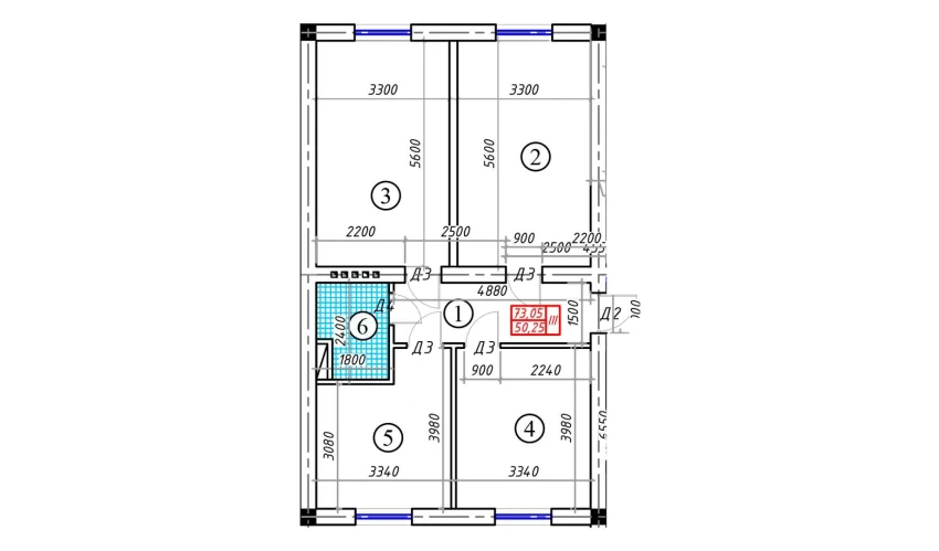 3-комнатная квартира 73.05 м²  1/5 этаж | Жилой комплекс BATOSH