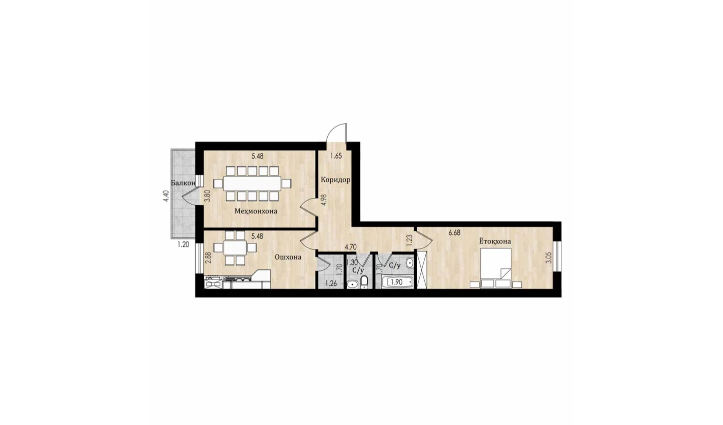 2-комн. квартира 84.5 м²  7/8 этаж | Жилой комплекс Mustaqillik Avenue