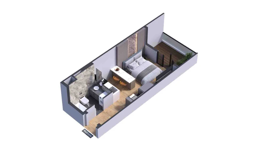 1-комнатная квартира 28.96 м²  6/7 этаж | Жилой комплекс Bochka Resort