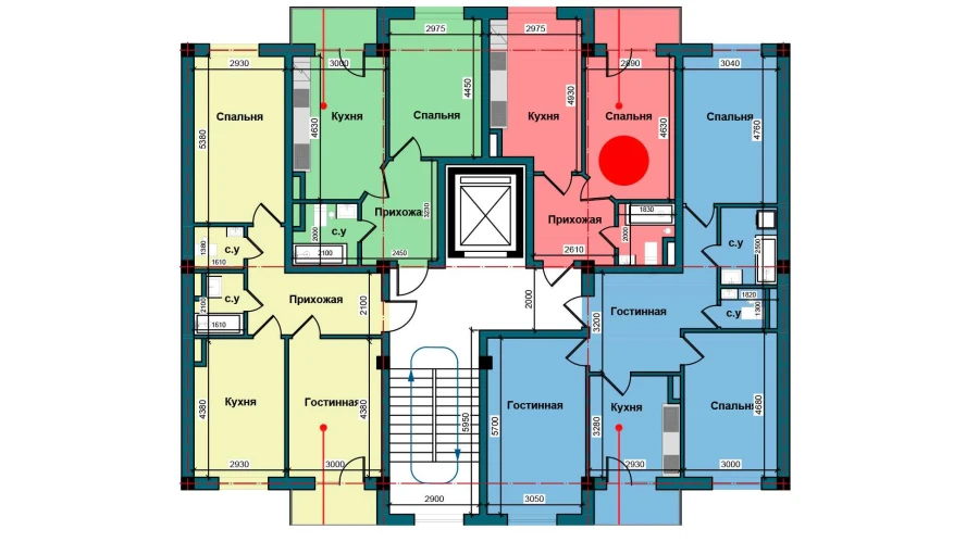 1-xonali xonadon 42 m²  4/9 qavat | NUR BARAKA Turar-joy majmuasi