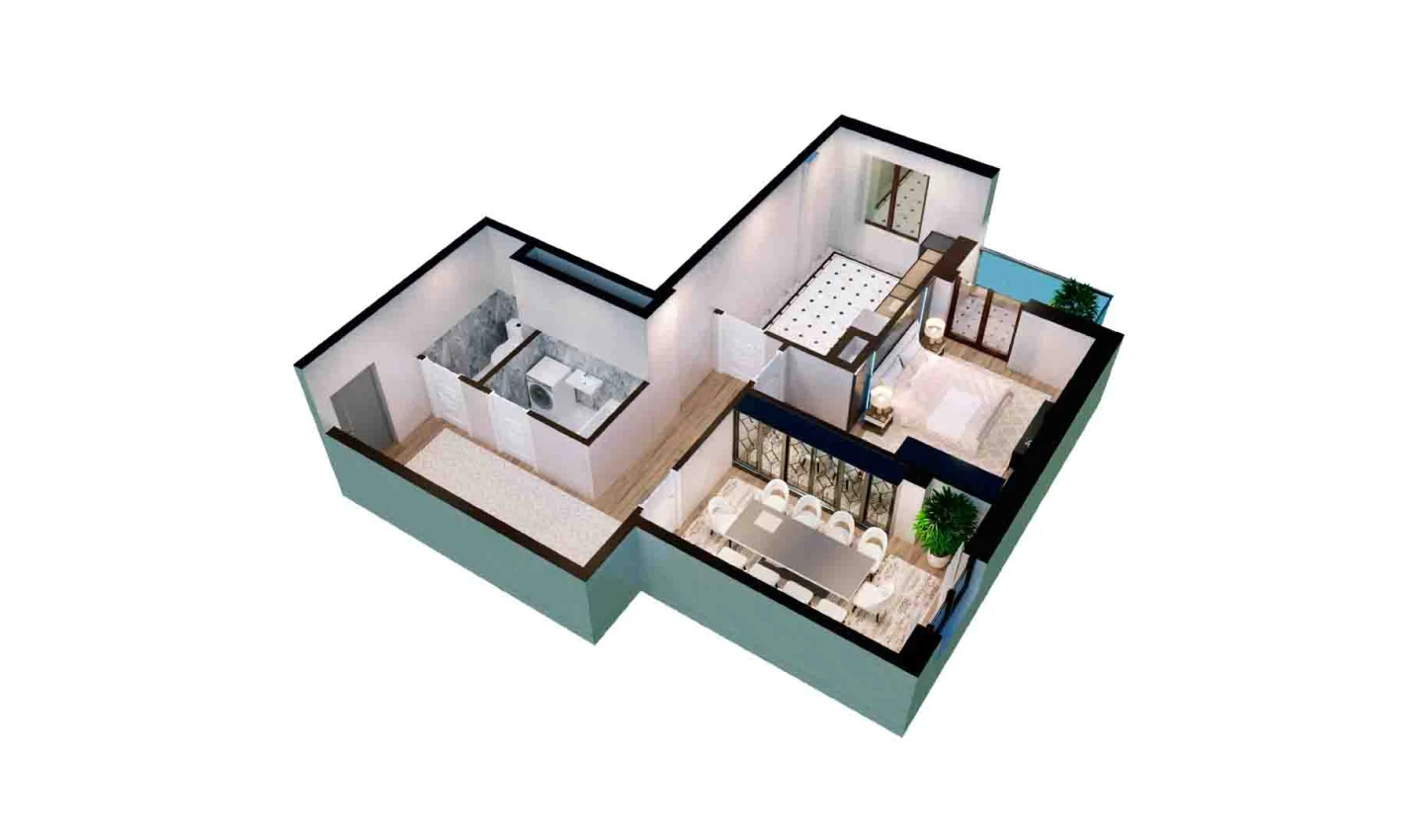 2-xonali xonadon 66.1 m²  2/13 qavat | Bog'dod City Turar-joy majmuasi