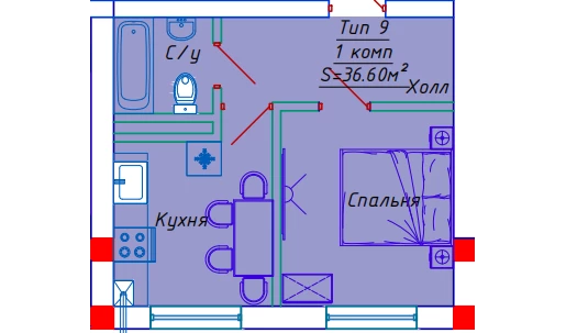 1-комн. квартира 30.6 м²  8/10 этаж | Жилой комплекс Emir