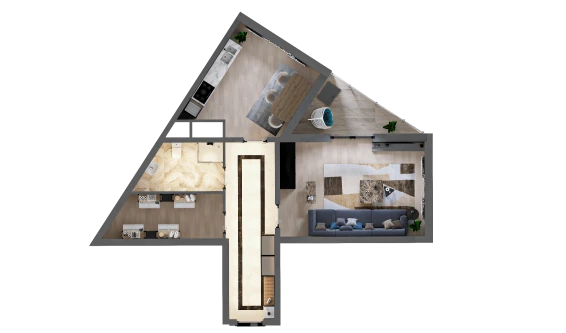 1-комнатная квартира 63.75 м²  16/16 этаж | Жилой комплекс TRINITY