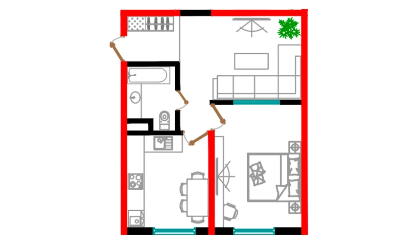 2-комнатная квартира 49.3 м²  2/12 этаж | Жилой комплекс Aman Residence