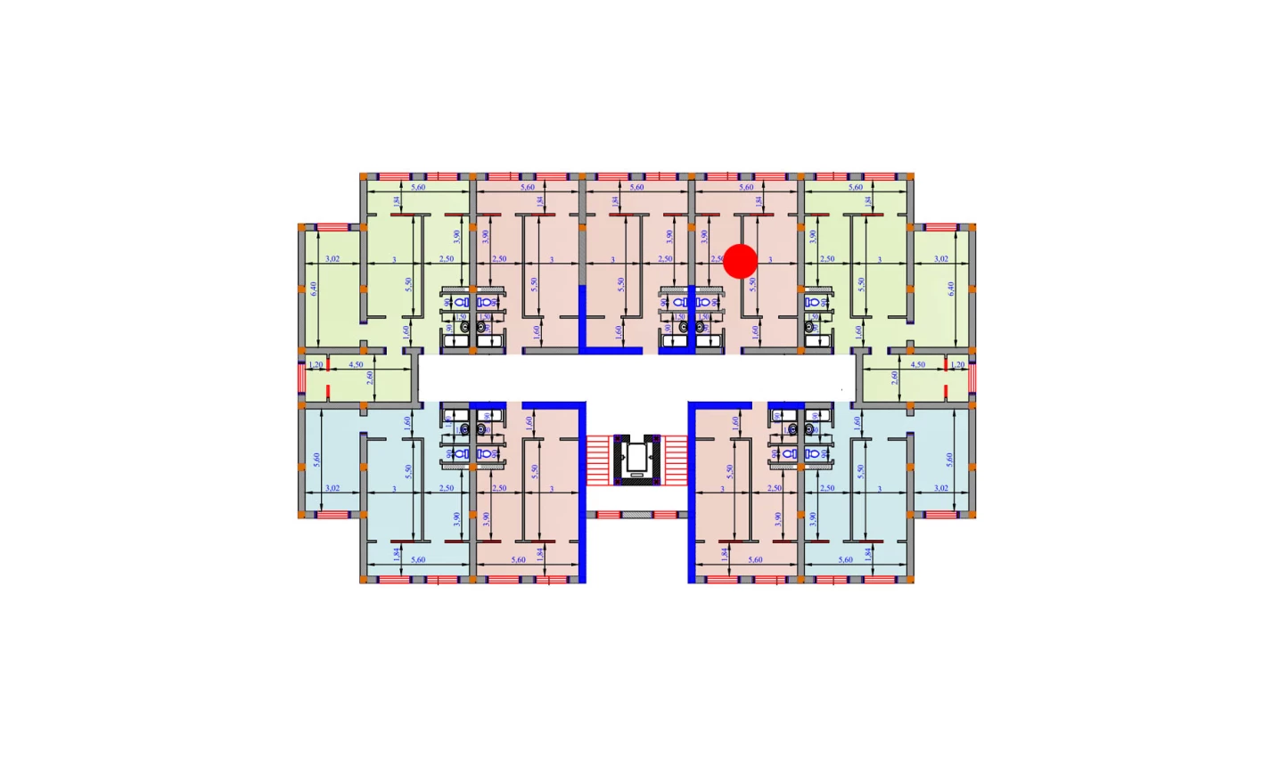1-xonali xonadon 57.4 m²  7/9 qavat | SHOHSAROY Turar-joy majmuasi