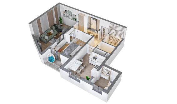 2-комнатная квартира 58.1 м²  9/16 этаж | Жилой комплекс TRINITY