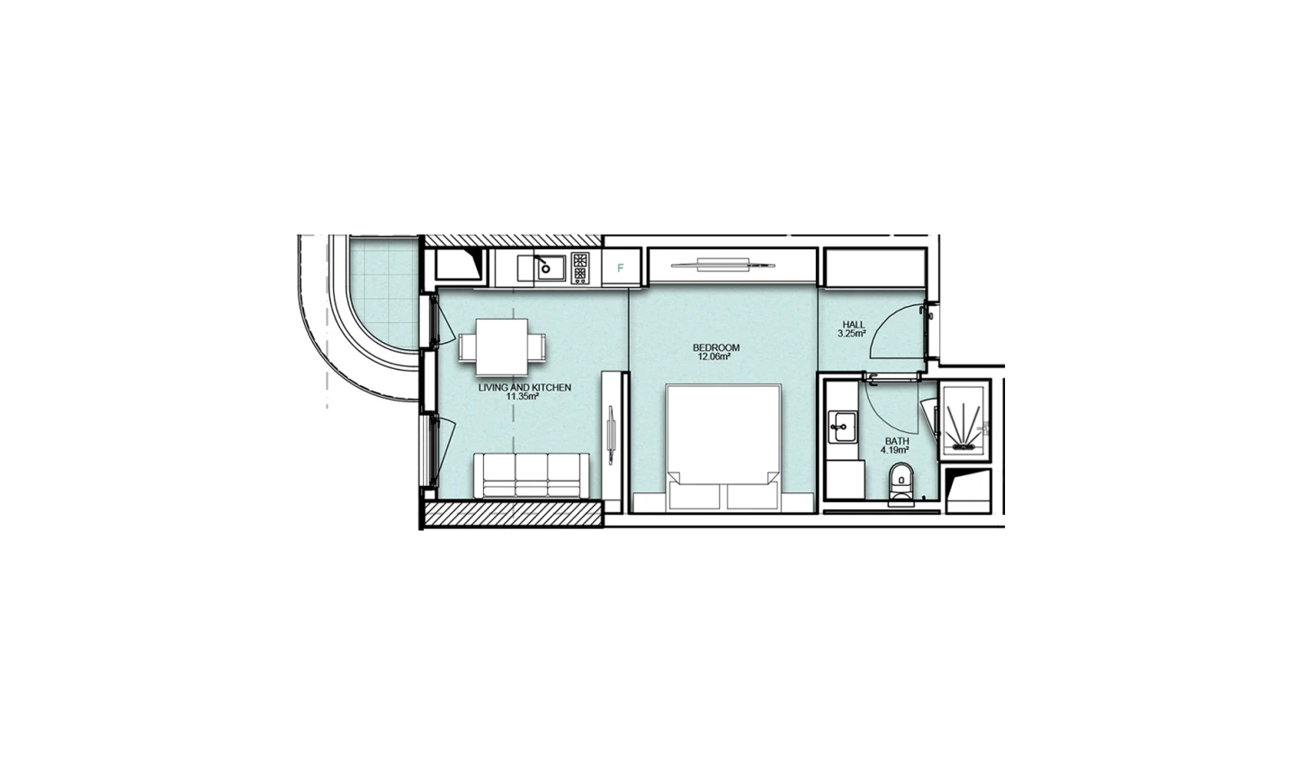 1-xonali xonadon 34.8 m²  6/19 qavat | Resim Taşkent Turar-joy majmuasi