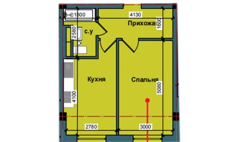 1-xonali xonadon 40 m²  6/9 qavat | NUR BARAKA Turar-joy majmuasi