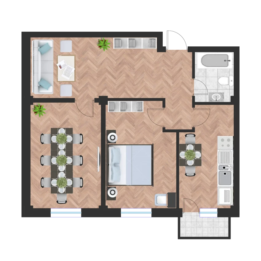 2-xonali xonadon 68.72 m²  3/10 qavat | Ko'kcha-Oqtepa Turar-joy majmuasi