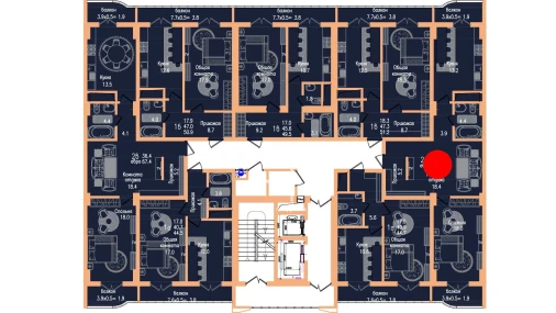 2-комнатная квартира 66.9 м²  7/17 этаж | Жилой комплекс Vertex Tawer