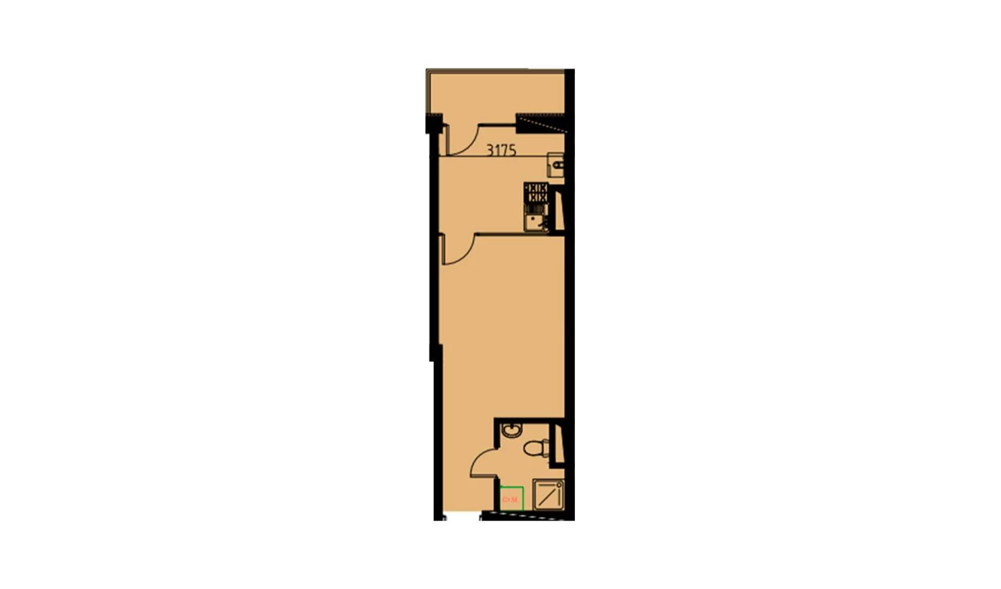 1-xonali xonadon 29.24 m²  10/10 qavat | YANGIOBOD RESIDENCE Turar-joy majmuasi