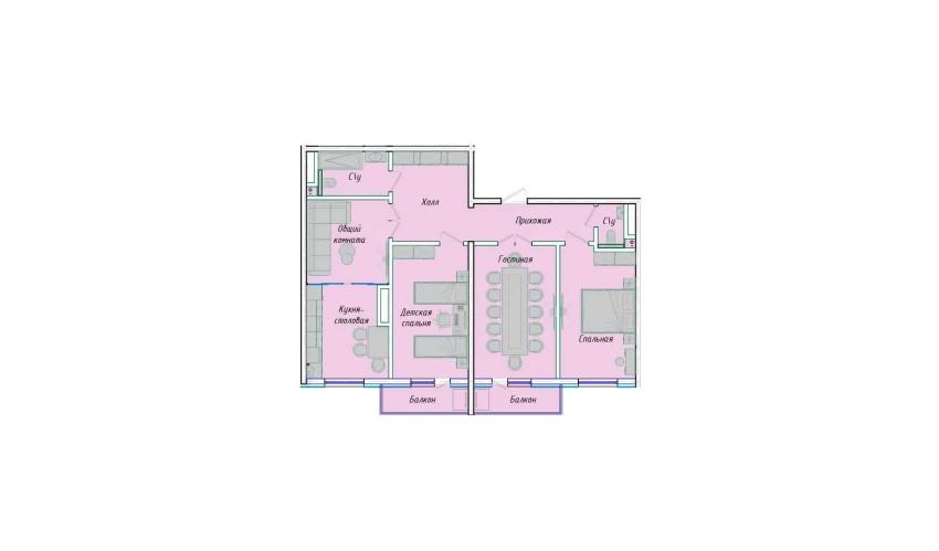 4-комнатная квартира 98.7 м²  12/12 этаж | Жилой комплекс SERGELI CITY