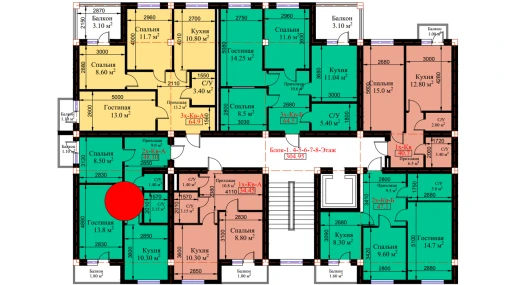 2-xonali xonadon 53.8 m²  3/8 qavat | MUHTASHAM Turar-joy majmuasi