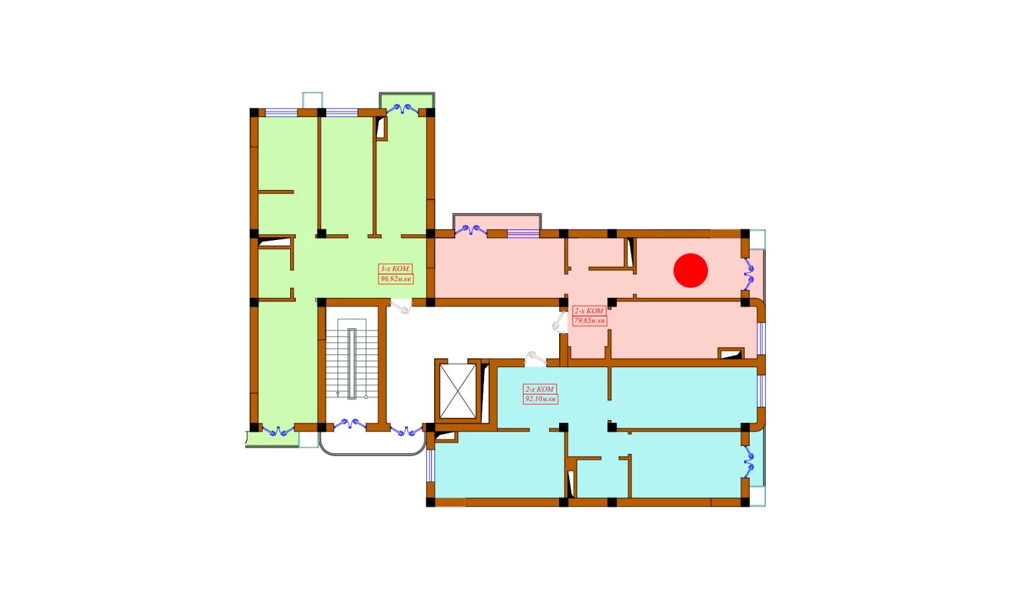 2-xonali xonadon 79.65 m²  5/10 qavat | Aviasozlar Plaza Turar-joy majmuasi