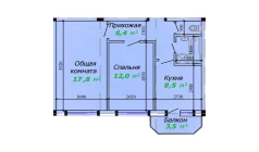 2-xonali xonadon 60.2 m²  2/7 qavat | Bunyodkor Turar-joy majmuasi