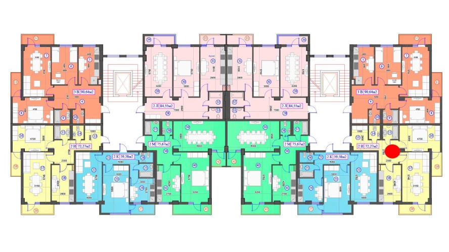 2-xonali xonadon 72.27 m²  3/7 qavat | O'ZBEGIM Turar-joy majmuasi