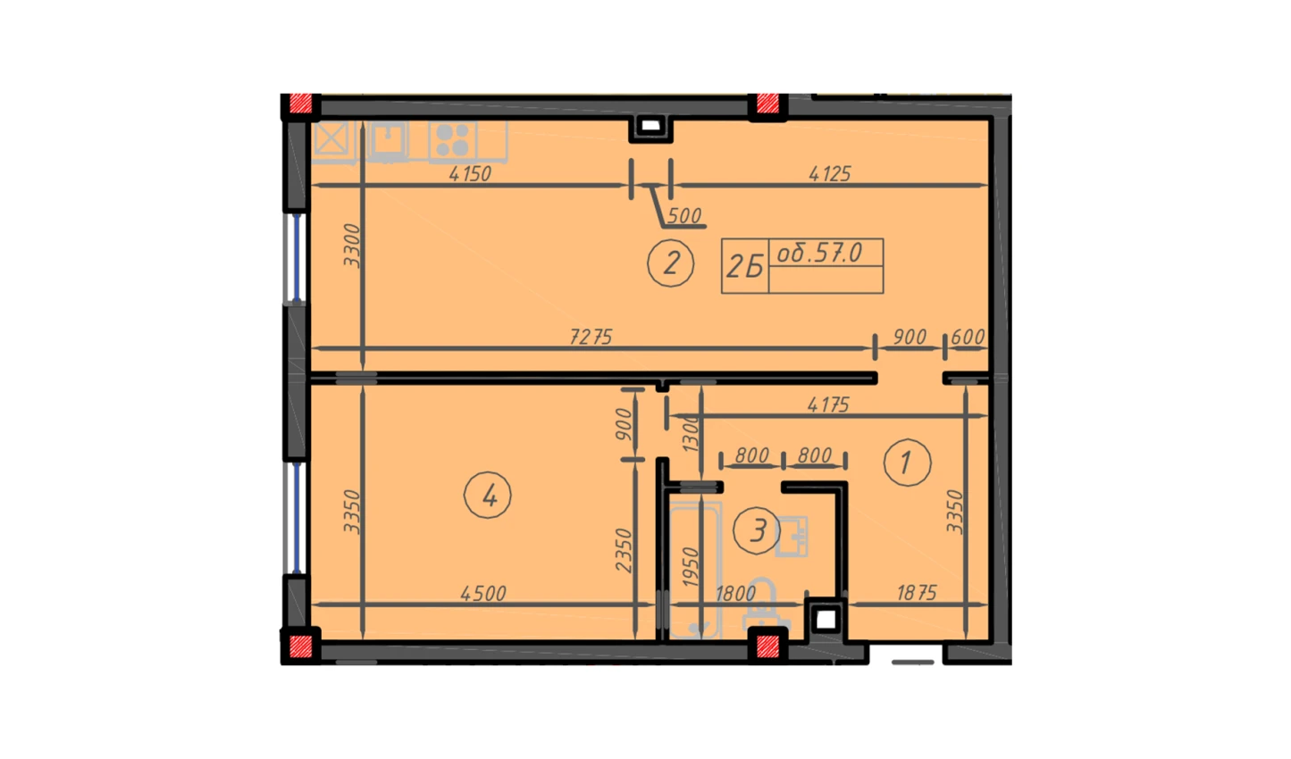 1-комн. квартира 57 м²  1/12 этаж | Жилой комплекс Sokin hayot