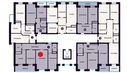 3-комнатная квартира 81 м²  9/10 этаж | Жилой комплекс ORIFON