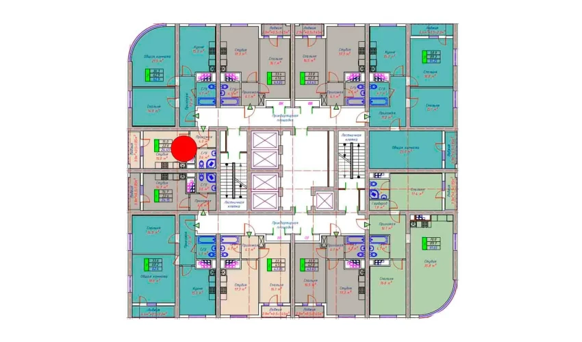 1-xonali xonadon 25.15 m²  10/30 qavat | ECO TOWER Turar-joy majmuasi