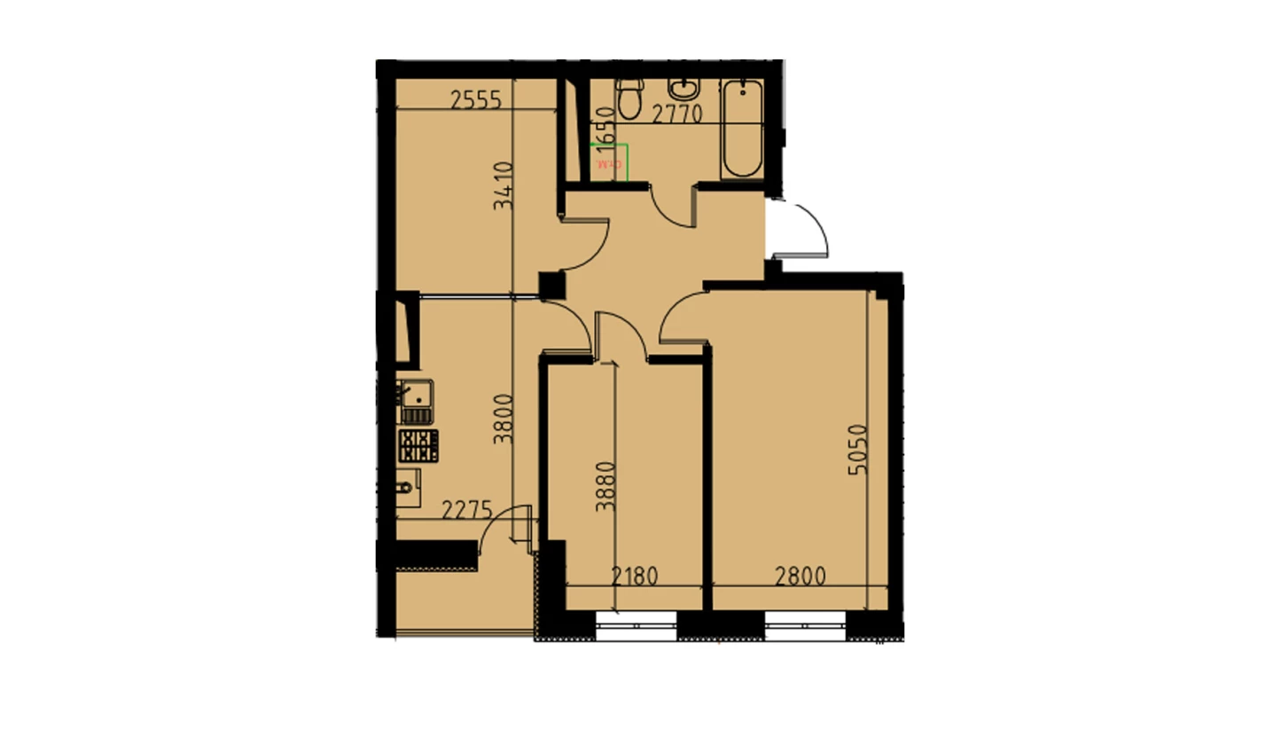 2-xonali xonadon 53.27 m²  3/10 qavat | YANGIOBOD RESIDENCE Turar-joy majmuasi
