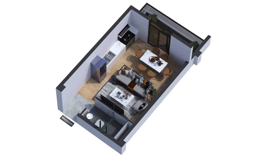 1-комнатная квартира 31.24 м²  4/7 этаж | Жилой комплекс Bochka Resort