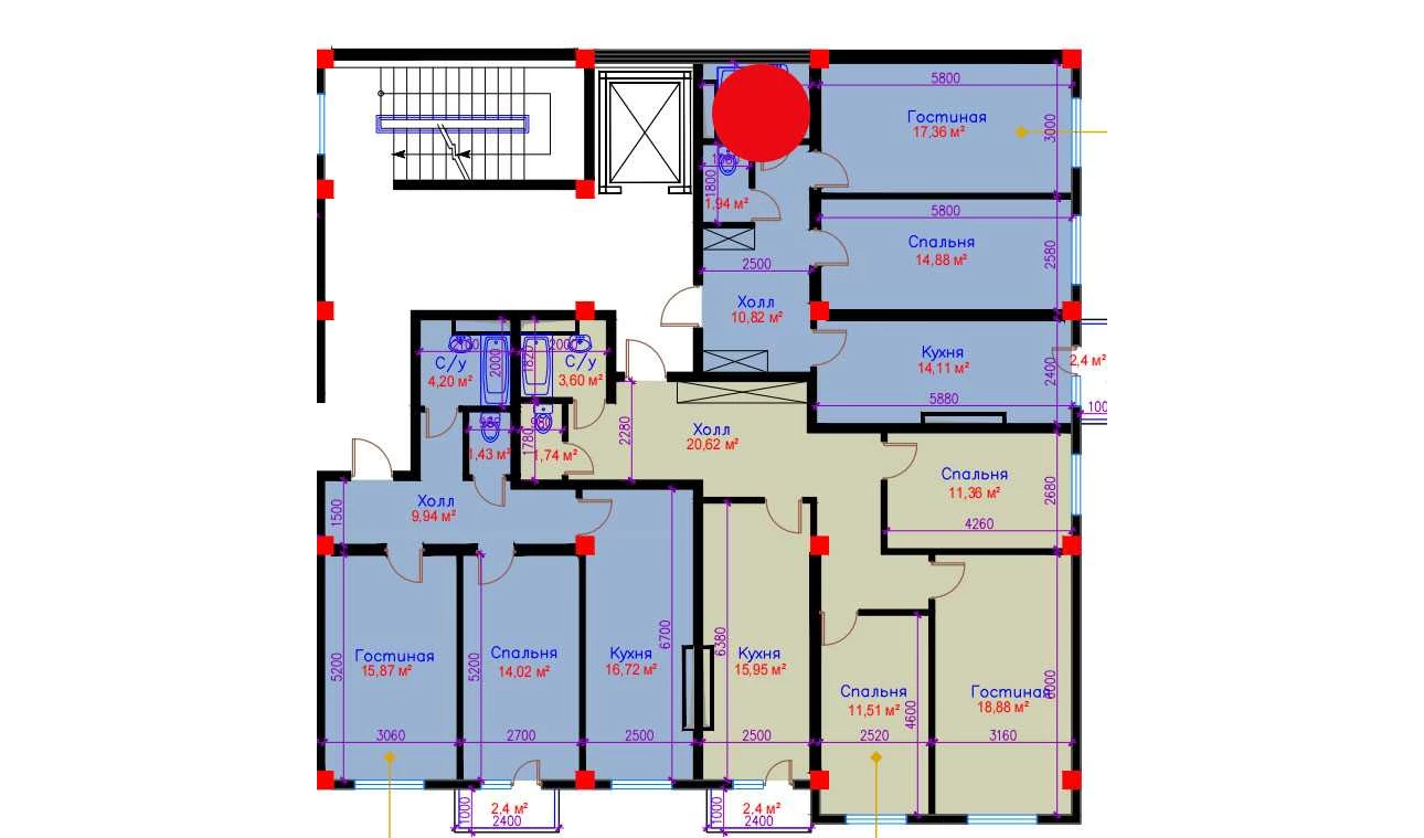 2-xonali xonadon 66.18 m²  5/10 qavat | Ko'kcha-Oqtepa Turar-joy majmuasi