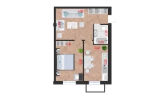 1-xonali xonadon 58.74 m²  9/10 qavat | Ko'kcha-Oqtepa Turar-joy majmuasi