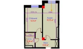 1-xonali xonadon 41.4 m²  10/10 qavat | Ko'kcha-Oqtepa Turar-joy majmuasi