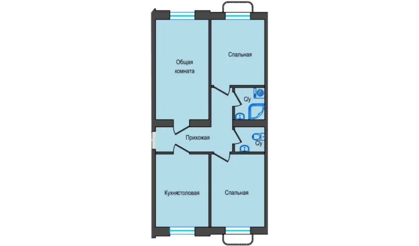 3-xonali xonadon 69 m²  1/5 qavat | Shahri Kitob City Turar-joy majmuasi