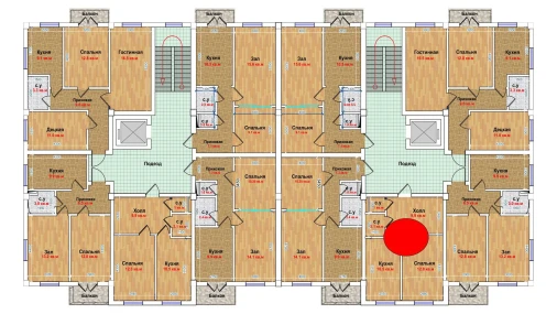 1-xonali xonadon 41.5 m²  6/6 qavat | MBG Turar-joy majmuasi