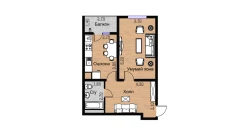1-комн. квартира 52.09 м²  9/16 этаж | Жилой комплекс BRILLIANT