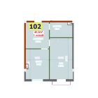 1-комн. квартира 45.3 м²  7/9 этаж | Жилой комплекс YANGI AVLOD