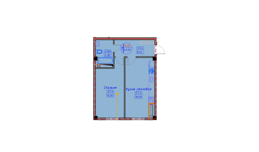 1-комнатная квартира 83.2 м²  1/12 этаж | Жилой комплекс SPUTNIK AVENUE