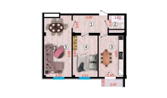 2-xonali xonadon 58.74 m²  10/10 qavat | Ko'kcha-Oqtepa Turar-joy majmuasi