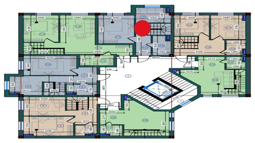 1-xonali xonadon 75.6 m²  7/7 qavat | Bristol Turar-joy majmuasi