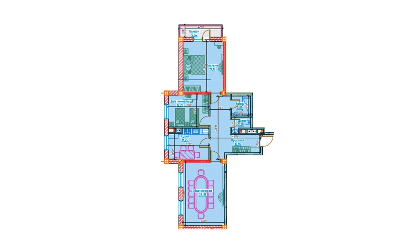 3-xonali xonadon 89.82 m²  10/13 qavat | Al-Qasr Turar-joy majmuasi