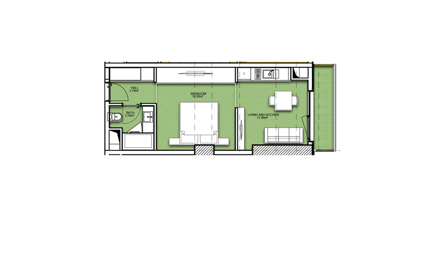 1-xonali xonadon 38.4 m²  7/23 qavat | Resim Taşkent Turar-joy majmuasi