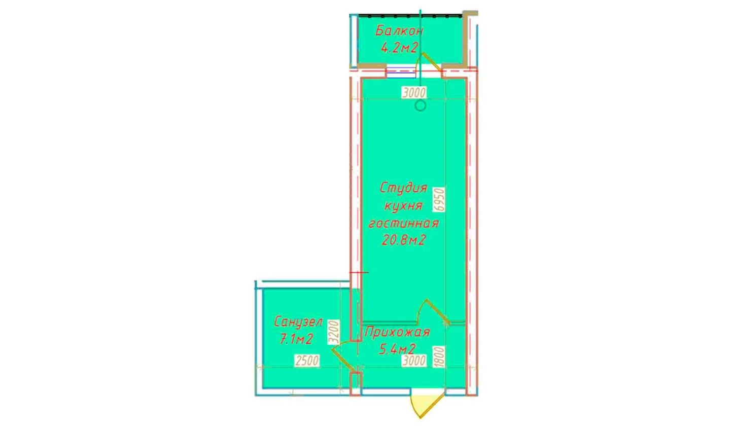 1-комн. квартира 37.5 м²  5/16 этаж | Жилой комплекс DO'MBIROBOD RESIDENCE